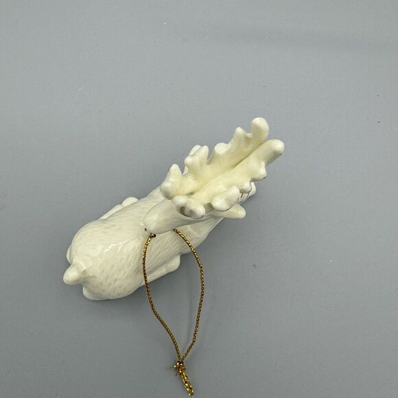 Vtg Ceramic Reindeer Christmas Ornament Gold Gild Accents Holiday Deer Unmarked - Picture 5 of 10